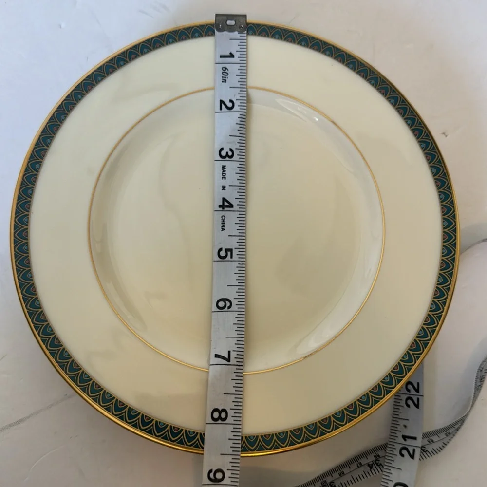 Lenox Patriot gold trim 6 piece cup plates set